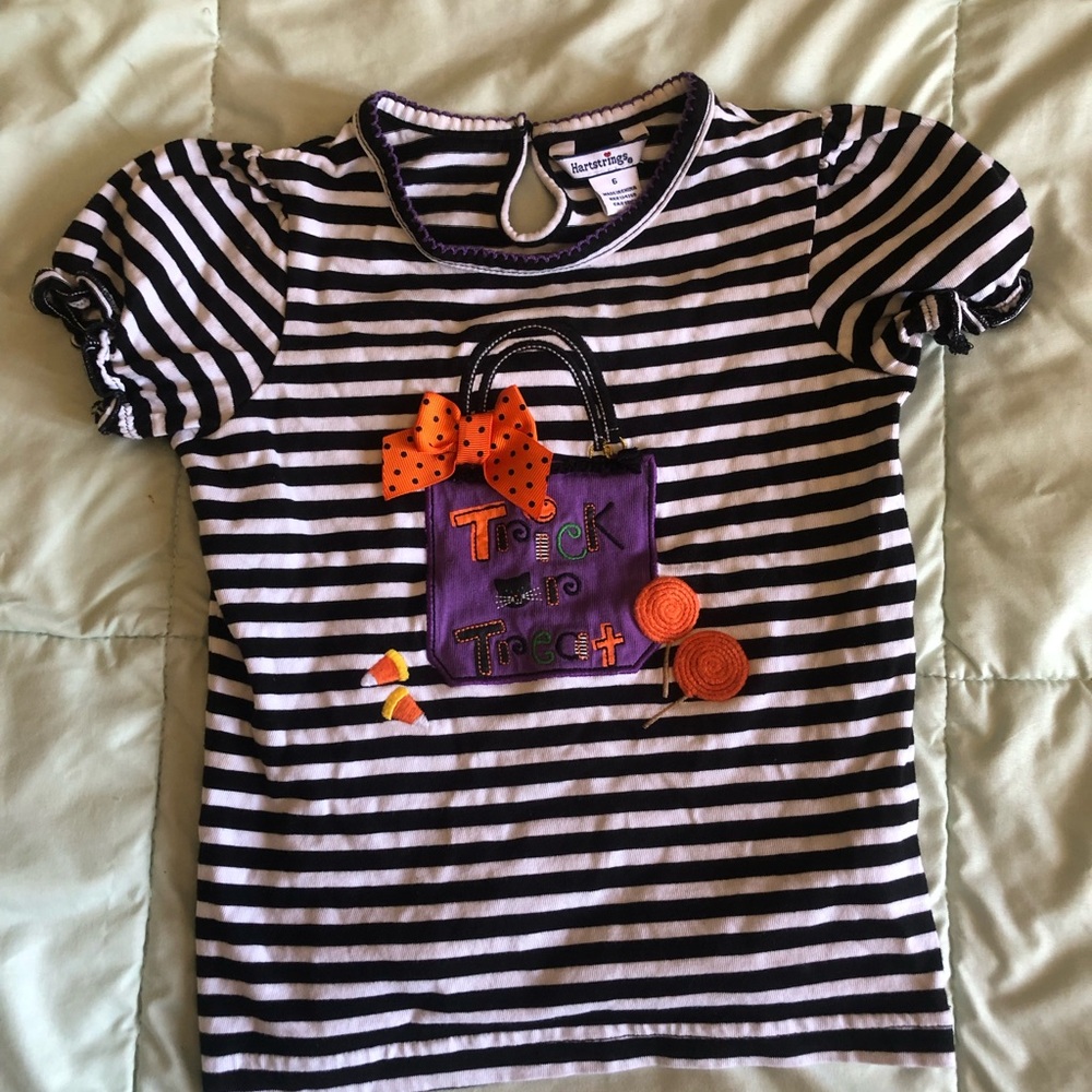 Kids Hartstrings Black and White Striped Trick or Treat Tee